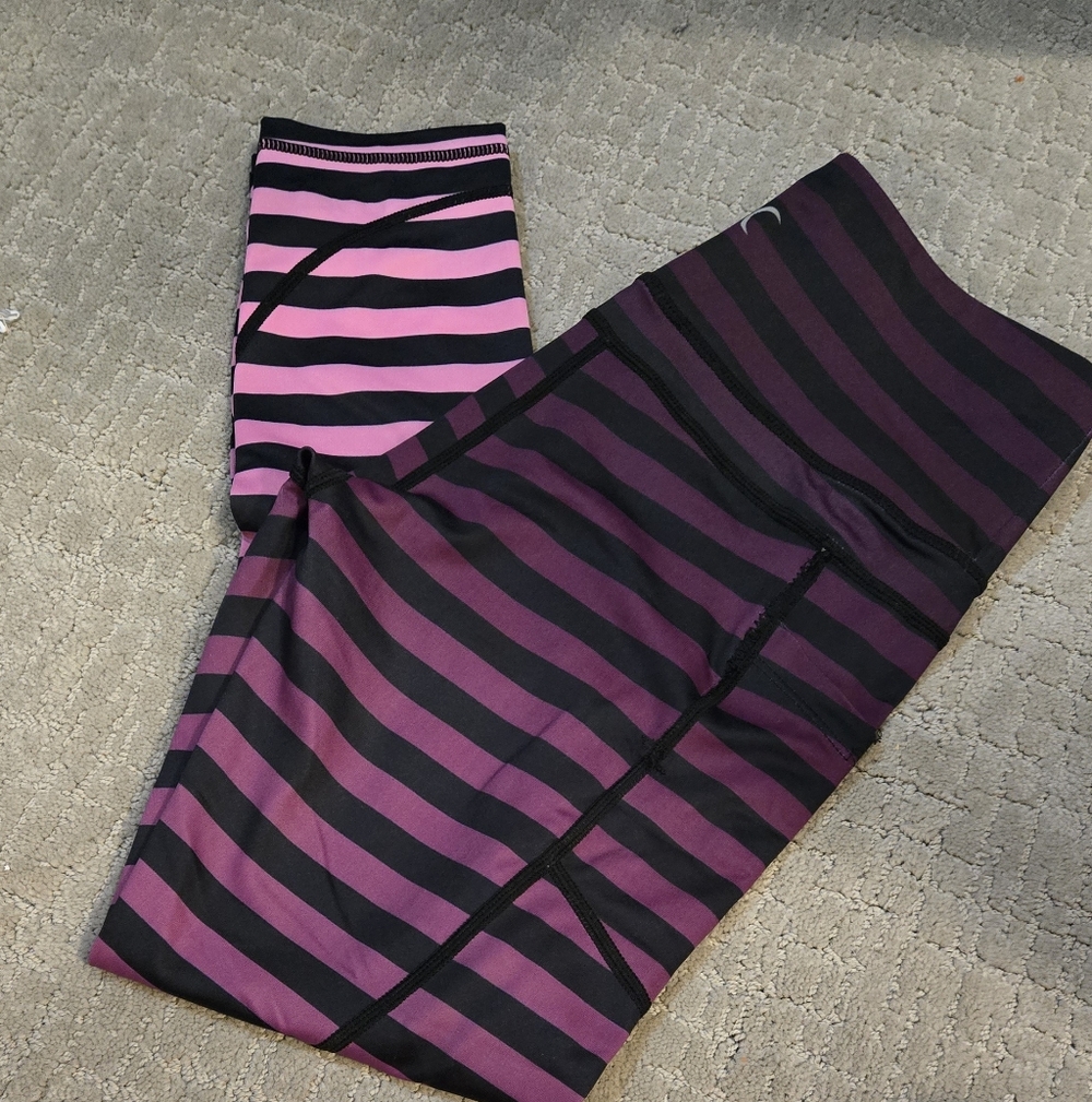 ZYIA Purple and Black Striped Leggings